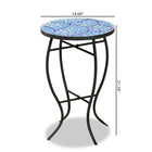 Baxton Studio Gaenor Modern and Contemporary Black Metal and Blue Glass Plant Stand