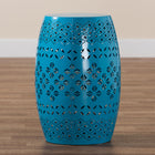 Baxton Studio Lavinia Modern and Contemporary Blue Finished Metal Outdoor Side Table