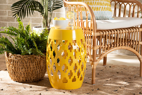 Baxton Studio Branson Modern and Contemporary Yellow Finished Metal Outdoor Side Table