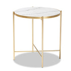 Baxton Studio Maddock Modern and Contemporary Gold Finished Metal End Table with Marble Tabletop