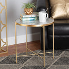 Baxton Studio Maddock Modern and Contemporary Gold Finished Metal End Table with Marble Tabletop