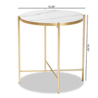 Baxton Studio Maddock Modern and Contemporary Gold Finished Metal End Table with Marble Tabletop