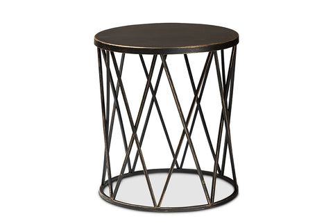 Baxton Studio Finnick Modern Industrial Antique Black finished Metal End Table
