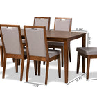 Baxton Studio Rosa Modern and Contemporary Grey Fabric Upholstered and Walnut Brown Finished Wood 7-Piece Dining Set