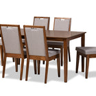 Baxton Studio Rosa Modern and Contemporary Grey Fabric Upholstered and Walnut Brown Finished Wood 7-Piece Dining Set