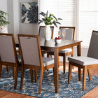 Baxton Studio Rosa Modern and Contemporary Grey Fabric Upholstered and Walnut Brown Finished Wood 7-Piece Dining Set