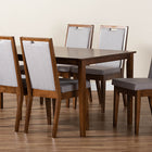Baxton Studio Rosa Modern and Contemporary Grey Fabric Upholstered and Walnut Brown Finished Wood 7-Piece Dining Set