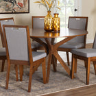 Baxton Studio Eira Modern Grey and Walnut Brown Wood 7-Piece Dining Set