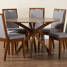 Baxton Studio Eira Modern Grey and Walnut Brown Wood 7-Piece Dining Set