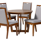 Baxton Studio Ana Modern Grey and Walnut Brown Wood 5-Piece Dining Set