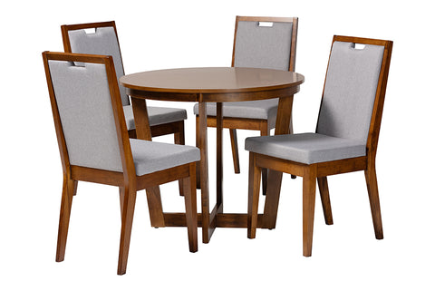 Baxton Studio Ana Modern Grey and Walnut Brown Wood 5-Piece Dining Set