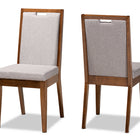 Baxton Studio Octavia Modern and Contemporary Grey Fabric Upholstered and Walnut Brown Finished Wood 2-Piece Dining Chair Set