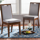 Baxton Studio Octavia Modern and Contemporary Grey Fabric Upholstered and Walnut Brown Finished Wood 2-Piece Dining Chair Set