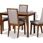 Baxton Studio Rosa Modern and Contemporary Grey Fabric Upholstered and Walnut Brown Finished Wood 5-Piece Dining Set