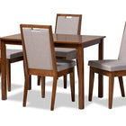 Baxton Studio Rosa Modern and Contemporary Grey Fabric Upholstered and Walnut Brown Finished Wood 5-Piece Dining Set