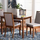 Baxton Studio Rosa Modern and Contemporary Grey Fabric Upholstered and Walnut Brown Finished Wood 5-Piece Dining Set