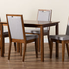 Baxton Studio Rosa Modern and Contemporary Grey Fabric Upholstered and Walnut Brown Finished Wood 5-Piece Dining Set