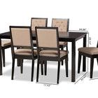 Baxton Studio Suvi Modern and Contemporary Sand Fabric Upholstered and Dark Brown Finished Wood 7-Piece Dining Set