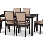 Baxton Studio Suvi Modern and Contemporary Sand Fabric Upholstered and Dark Brown Finished Wood 7-Piece Dining Set