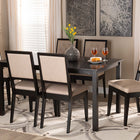Baxton Studio Suvi Modern and Contemporary Sand Fabric Upholstered and Dark Brown Finished Wood 7-Piece Dining Set