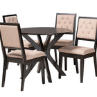 Baxton Studio Mana Modern Sand Fabric and Dark Brown Finished Wood 5-Piece Dining Set