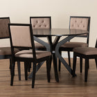 Baxton Studio Mana Modern Sand Fabric and Dark Brown Finished Wood 7-Piece Dining Set