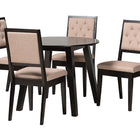 Baxton Studio Alani Modern Beige Fabric and Dark Brown Finished Wood 5-Piece Dining Set