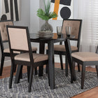 Baxton Studio Alani Modern Beige Fabric and Dark Brown Finished Wood 5-Piece Dining Set