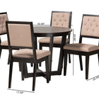 Baxton Studio Kala Modern Beige Fabric and Dark Brown Finished Wood 5-Piece Dining Set