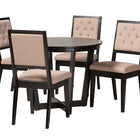 Baxton Studio Kala Modern Beige Fabric and Dark Brown Finished Wood 5-Piece Dining Set