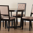 Baxton Studio Kala Modern Beige Fabric and Dark Brown Finished Wood 5-Piece Dining Set