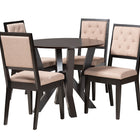 Baxton Studio Kai Modern Sand Fabric and Dark Brown Finished Wood 5-Piece Dining Set