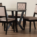 Baxton Studio Kai Modern Sand Fabric and Dark Brown Finished Wood 5-Piece Dining Set