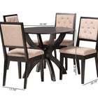 Baxton Studio Noe Modern Sand Fabric and Dark Brown Finished Wood 5-Piece Dining Set