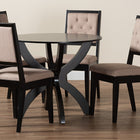 Baxton Studio Noe Modern Sand Fabric and Dark Brown Finished Wood 5-Piece Dining Set