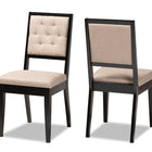 Baxton Studio Gideon Modern and Contemporary Sand Fabric Upholstered and Dark Brown Finished Wood 2-Piece Dining Chair Set