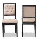 Baxton Studio Gideon Modern and Contemporary Sand Fabric Upholstered and Dark Brown Finished Wood 2-Piece Dining Chair Set
