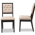Baxton Studio Gideon Modern and Contemporary Sand Fabric Upholstered and Dark Brown Finished Wood 2-Piece Dining Chair Set