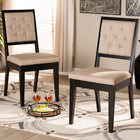 Baxton Studio Gideon Modern and Contemporary Sand Fabric Upholstered and Dark Brown Finished Wood 2-Piece Dining Chair Set