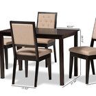 Baxton Studio Suvi Modern and Contemporary Sand Fabric Upholstered and Dark Brown Finished Wood 5-Piece Dining Set