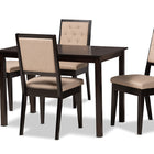 Baxton Studio Suvi Modern and Contemporary Sand Fabric Upholstered and Dark Brown Finished Wood 5-Piece Dining Set