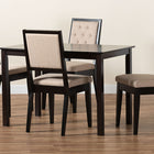 Baxton Studio Suvi Modern and Contemporary Sand Fabric Upholstered and Dark Brown Finished Wood 5-Piece Dining Set