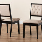 Baxton Studio Gideon Modern and Contemporary Sand Fabric Upholstered and Dark Brown Finished Wood 2-Piece Dining Chair Set