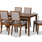 Baxton Studio Suvi Modern and Contemporary Grey Fabric Upholstered and Walnut Brown Finished Wood 7-Piece Dining Set