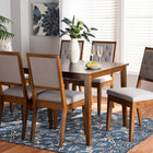 Baxton Studio Suvi Modern and Contemporary Grey Fabric Upholstered and Walnut Brown Finished Wood 7-Piece Dining Set