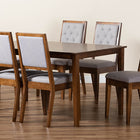 Baxton Studio Suvi Modern and Contemporary Grey Fabric Upholstered and Walnut Brown Finished Wood 7-Piece Dining Set