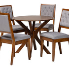 Baxton Studio Mana Modern Grey and Walnut Brown Wood 5-Piece Dining Set