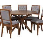 Baxton Studio Mana Modern Grey and Walnut Brown Wood 7-Piece Dining Set
