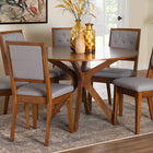Baxton Studio Mana Modern Grey and Walnut Brown Wood 7-Piece Dining Set