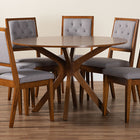 Baxton Studio Mana Modern Grey and Walnut Brown Wood 7-Piece Dining Set
